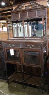 Appraisal: Georgian style mahogany display cabinet the superstructure having a broken