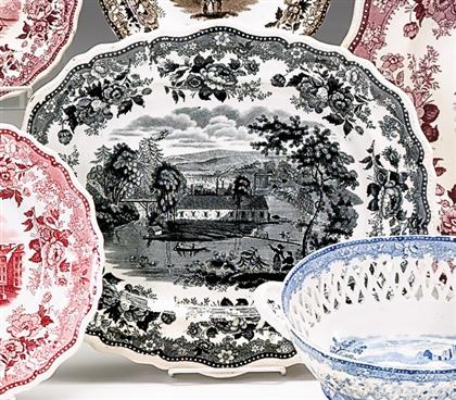 Appraisal: Historical black transferware platter job and john jackson burslem circa