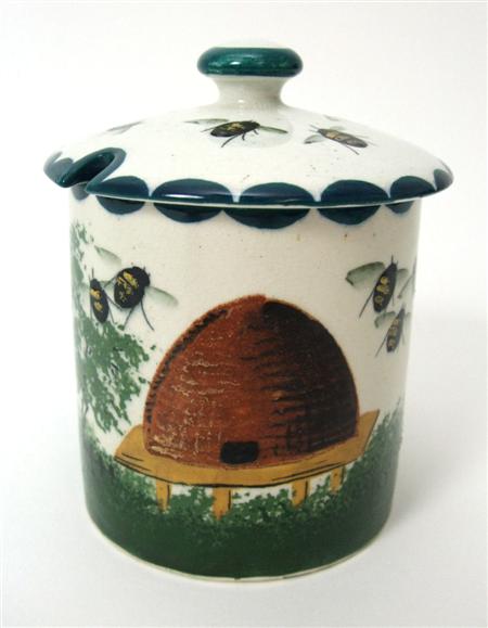 Appraisal: WEMYSS MEDIUM PRESERVE JAR COVER EARLY TH CENTURY decorated with