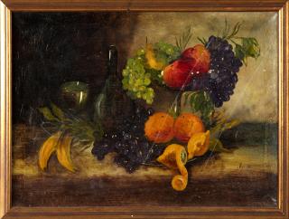 Appraisal: T Vos Still Life of Fruit oil on canvas T