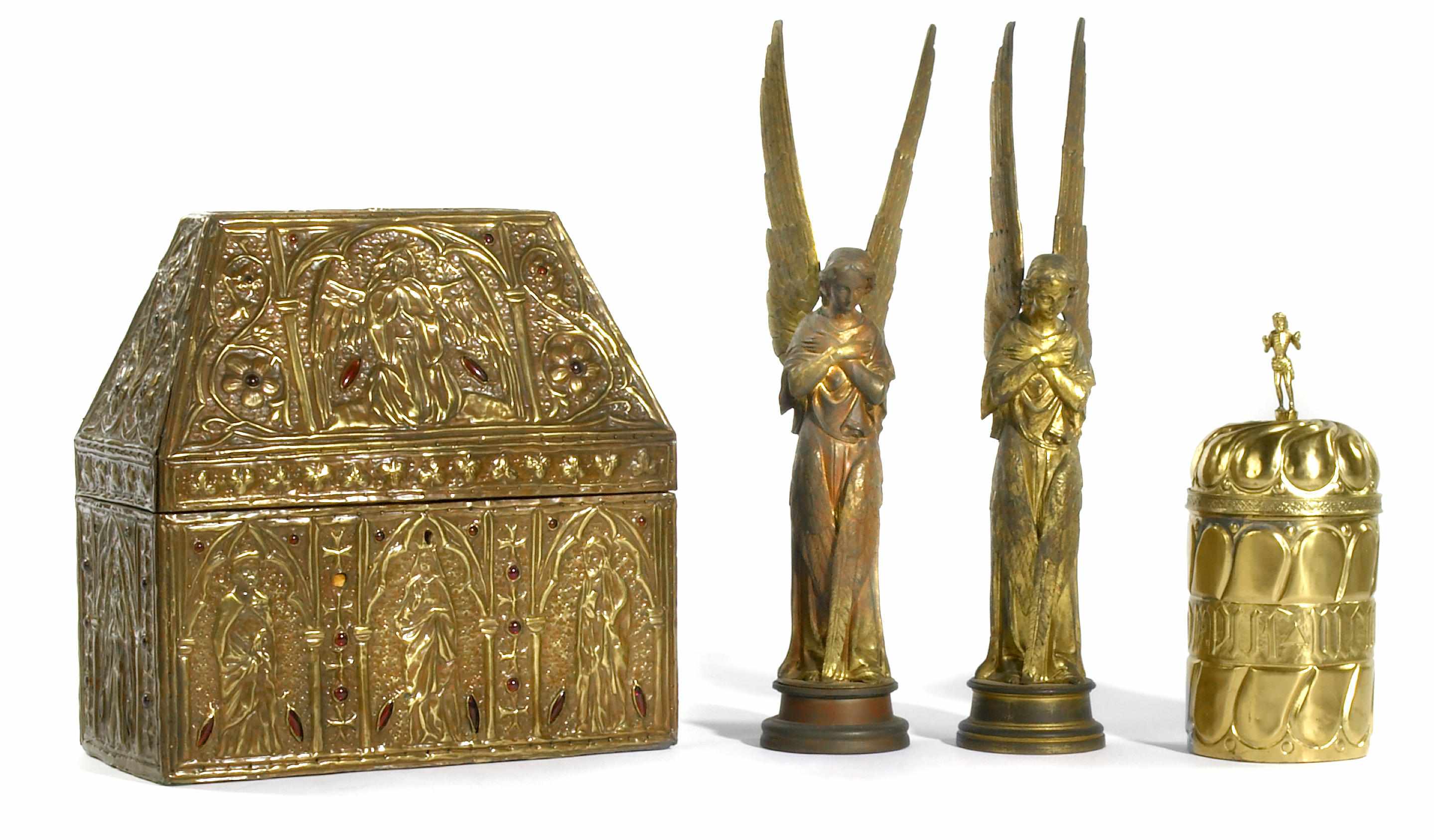 Appraisal: A pair of French gilt bronze models of angels late