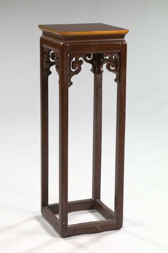 Appraisal: Chinese Tall Wooden Plant Stand th century of squared outline