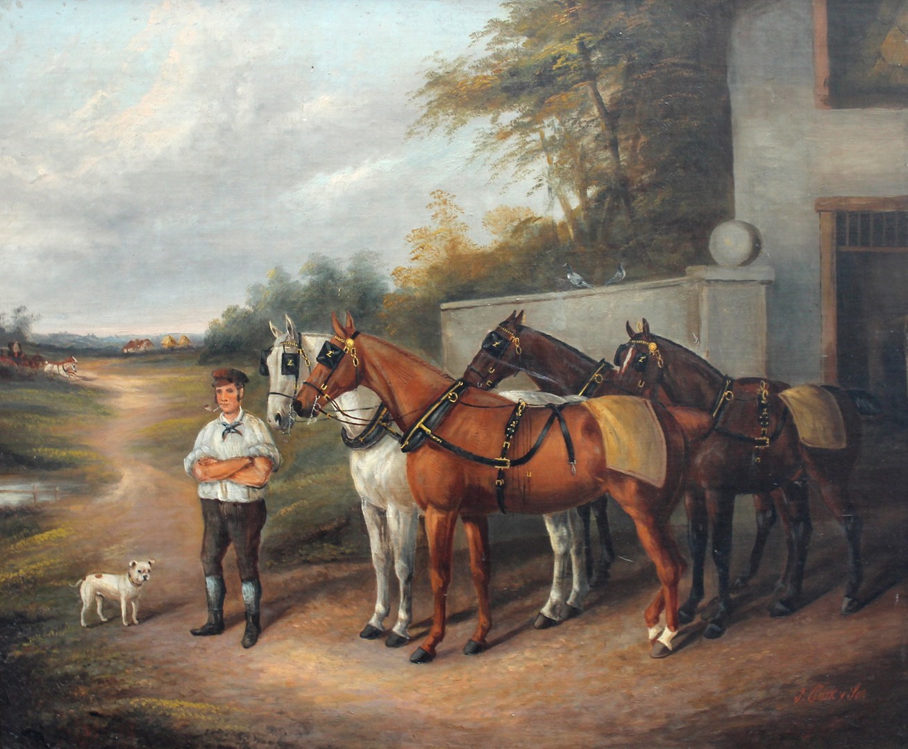 Appraisal: James Clark Son th century Carriage horses waiting to be