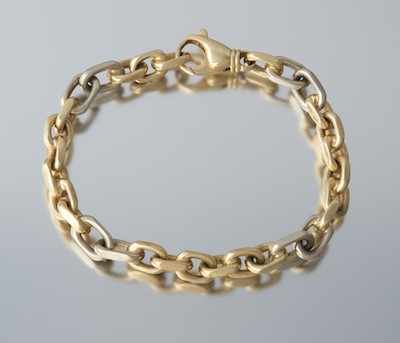 Appraisal: A Gentleman's Heavy Gold Link Bracelet k alternating white and