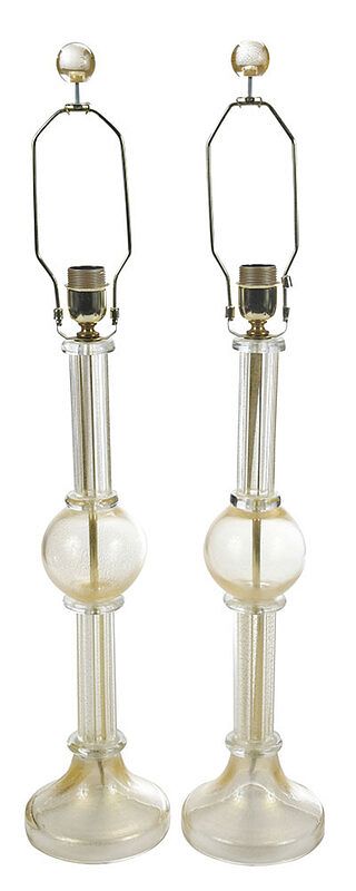 Appraisal: Pair Murano Glass Table Lamps Italian probably mid th century