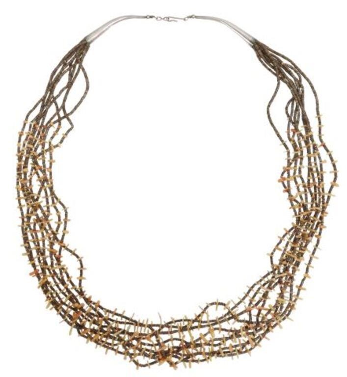 Appraisal: Native American multi-strand necklace nine-strands featuring micro heishi beads interspersed