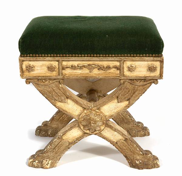 Appraisal: An Italian Neoclassical style parcel gilt and paint decorated stool