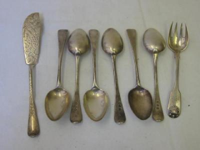 Appraisal: SIX GEORGE III TEASPOONS Old English pattern London a Victorian