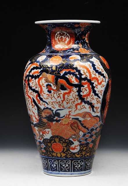 Appraisal: A LARGE JAPANESE ARITA BALUSTER VASE with dragon and phoenix