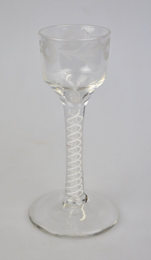 Appraisal: An th century drinking glass with floral etched band to