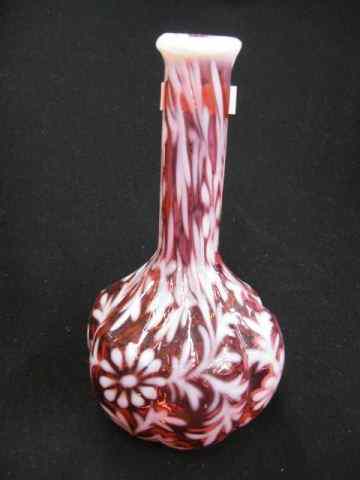 Appraisal: Victorian Cranberry Opalescent Barber's Bottle floral vine '' excellent