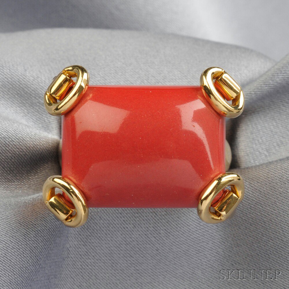 Appraisal: kt Gold and Hardstone Ring Gucci set with a cushion-shape