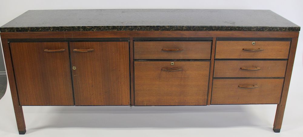 Appraisal: MIDCENTURY Cabinet Server With Marble Top From the Pound Ridge