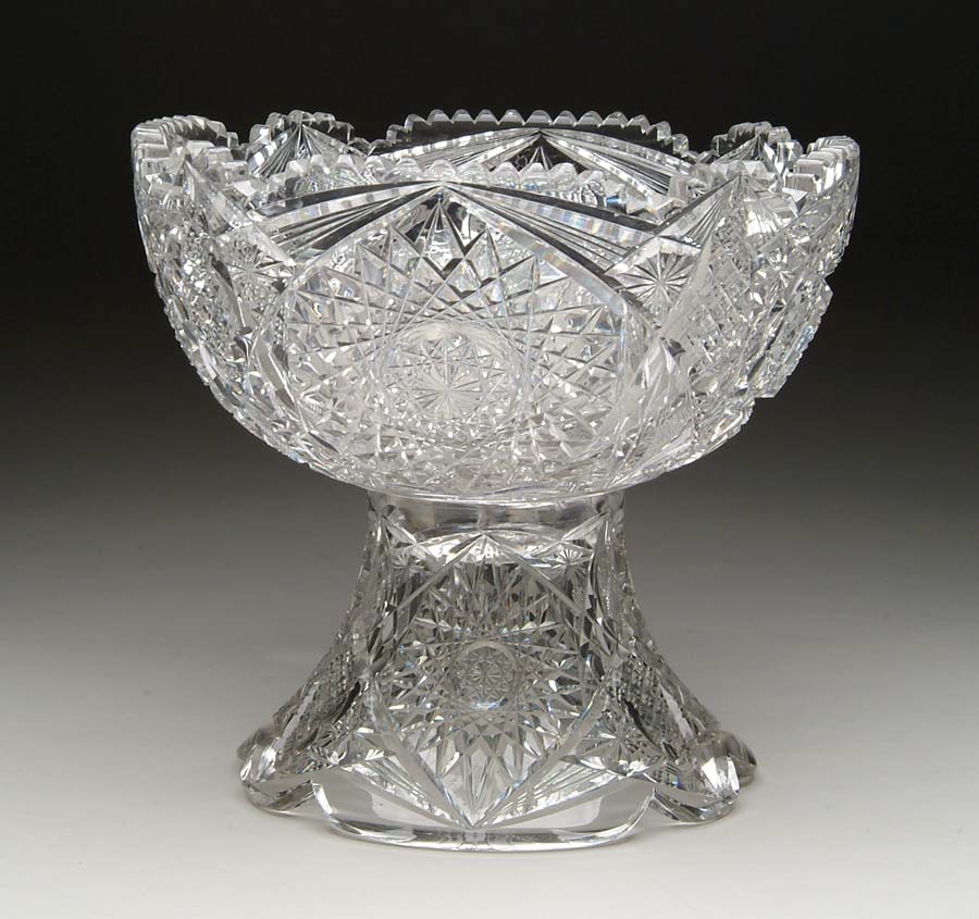 Appraisal: TWO PIECE CUT GLASS PUNCHBOWL Two piece punchbowl is cut