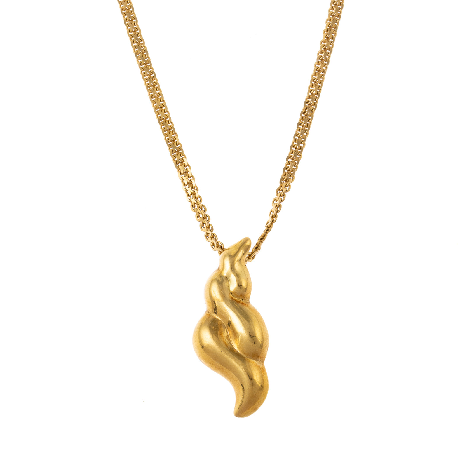 Appraisal: A K FLAT WOVEN CHAIN WAVE PENDANT K yellow gold