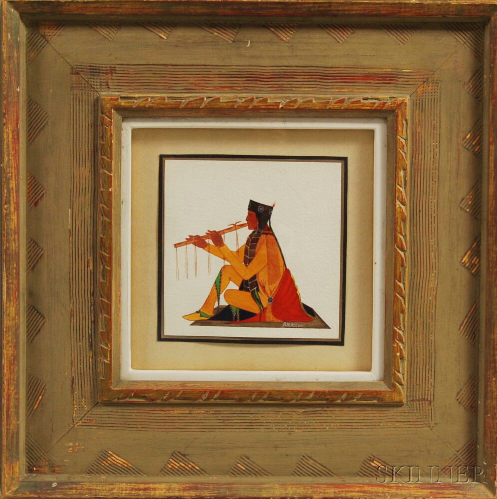 Appraisal: Archie Blackowl Native American - Seated Figure Signed A BLACKOWL