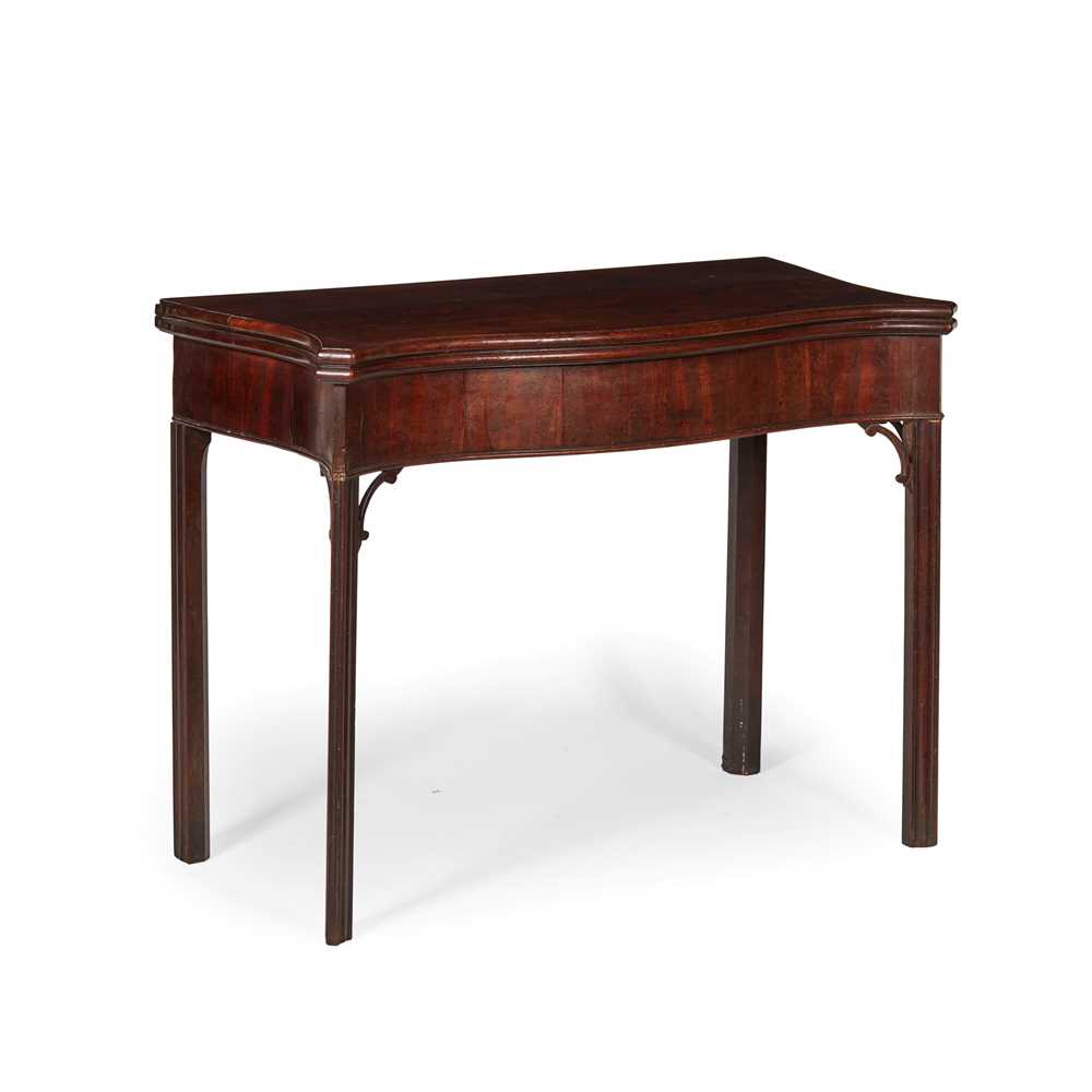 Appraisal: GEORGE III MAHOGANY FOLD-OVER SERPENTINE CARD TABLE MID TH CENTURY