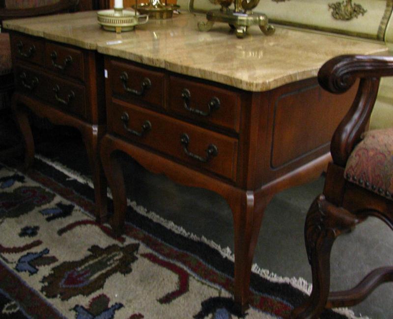 Appraisal: Pair of Heritage Marble Top French Style End Tables