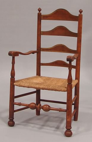 Appraisal: Four arched spooned slats ball finials rush seat front ring