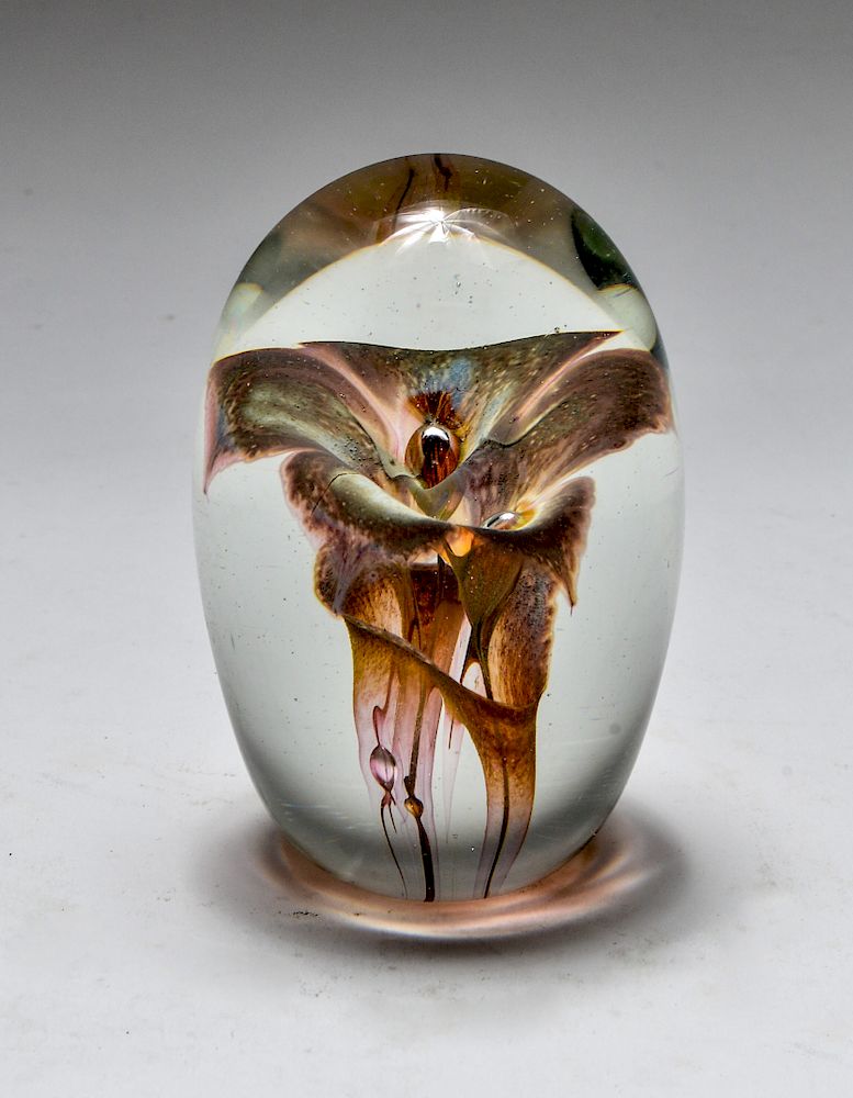 Appraisal: Denise Belanger Taylor Floral Glass Paperweight Denise Belanger Taylor art