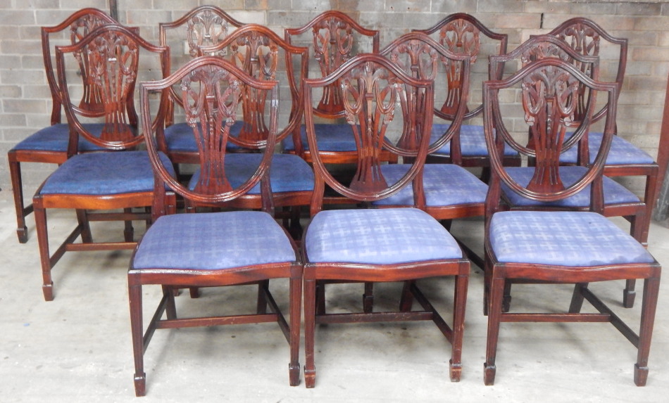 Appraisal: A set of twelve thC mahogany Hepplewhite design shield back