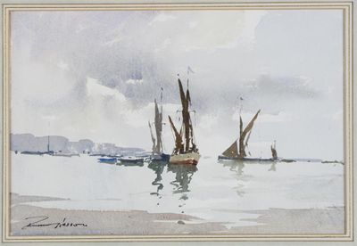 Appraisal: Edward Wesson - Thames Barges Signed also titled verso Watercolour