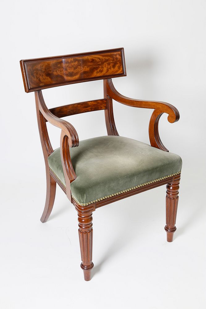 Appraisal: William IV Figured Mahogany Armchair circa William IV Mahogany Armchair