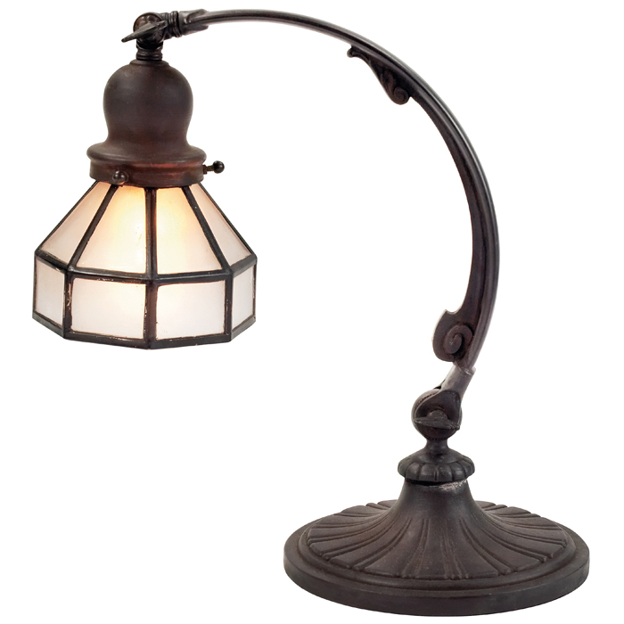 Appraisal: Handel bridge lamp base adjustable arm with Jefferson glass shade