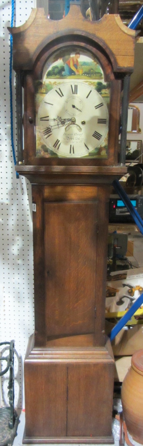 Appraisal: A th century oak cased eight day longcase clock