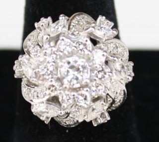 Appraisal: k w g ladies diamond ring center rd cut diamond