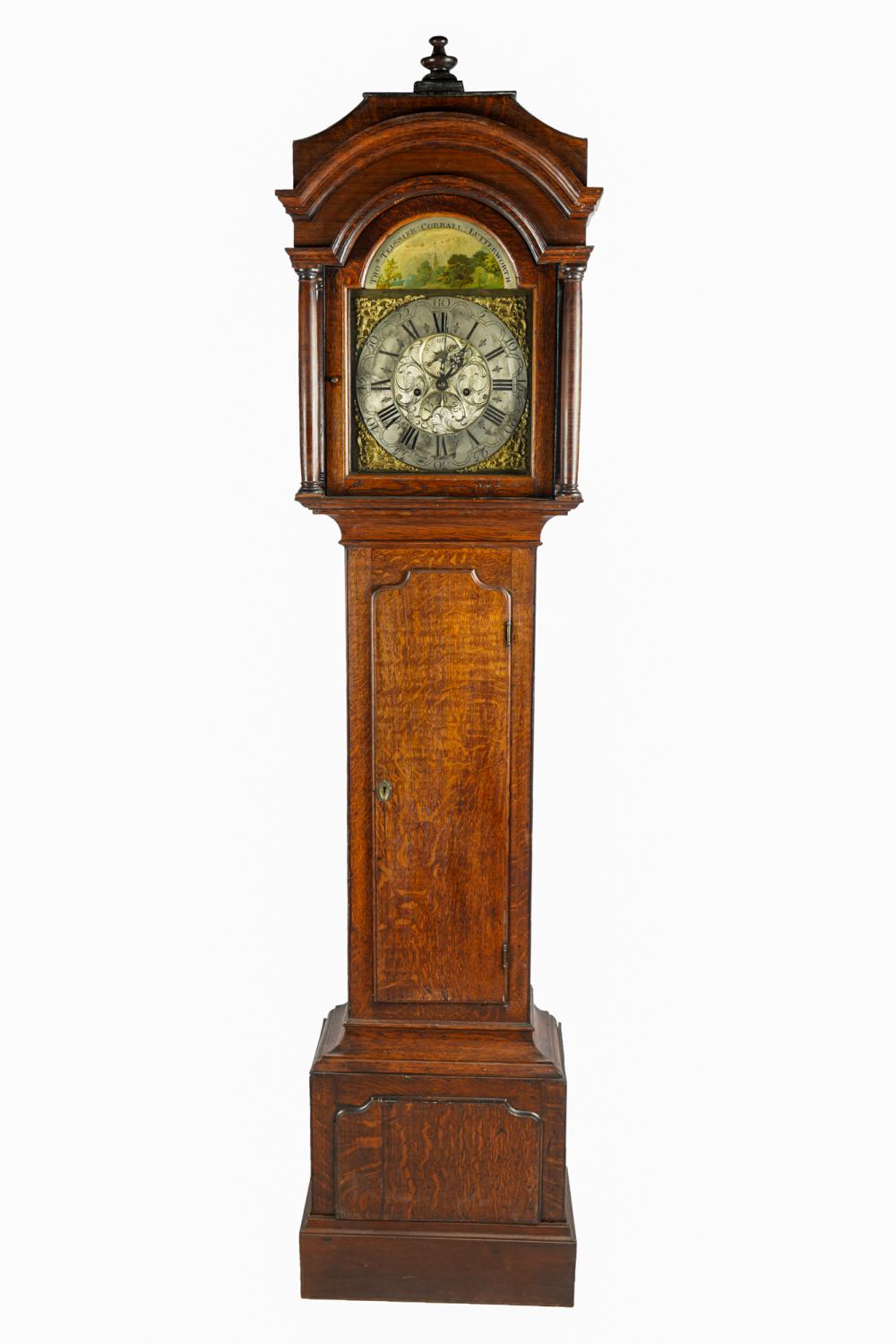 Appraisal: GEORGIAN STYLE OAK TALL CASE CLOCKwith painted dial inscribed Tho