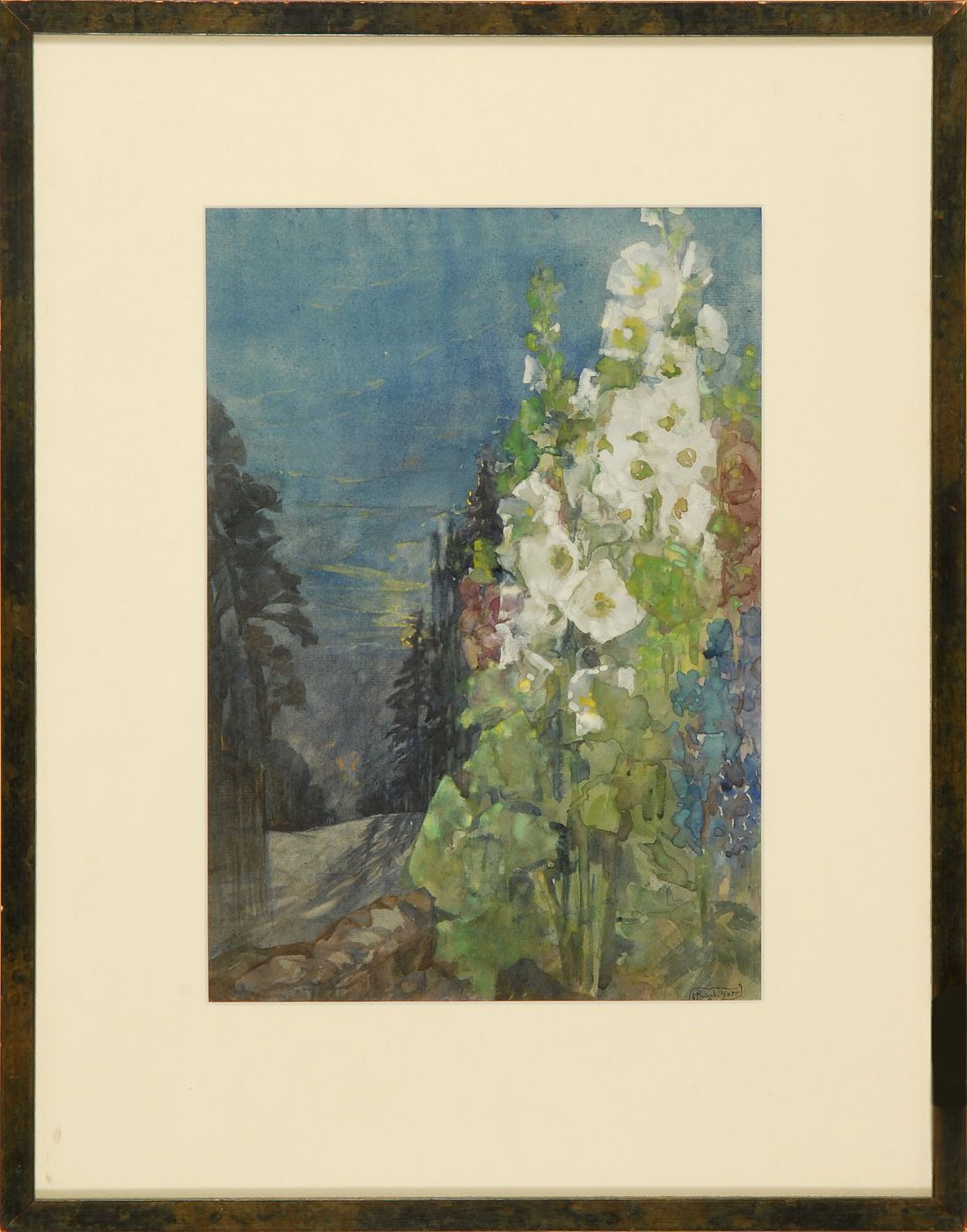 Appraisal: ARTHUR RACKHAMAmerican - Hollyhocks Signed lower right A Rackham Watercolor