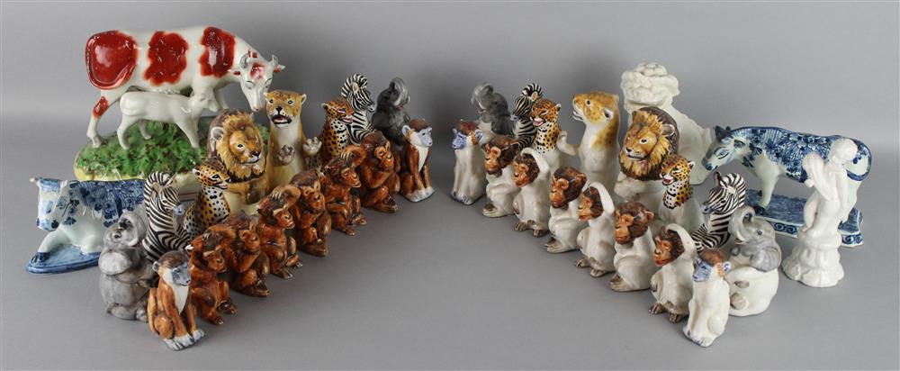 Appraisal: A GROUP OF CERAMIC ANIMALS including a figural chess set