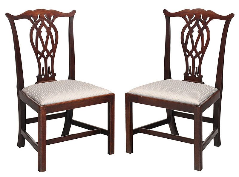 Appraisal: Fine Pair of Chippendale Mahogany Dining Chairs Charleston South Carolina