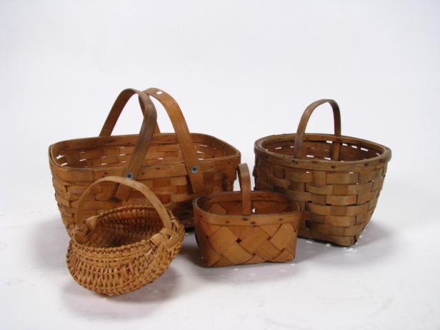 Appraisal: Group of Vintage Woven Baskets including double handle gathering basket