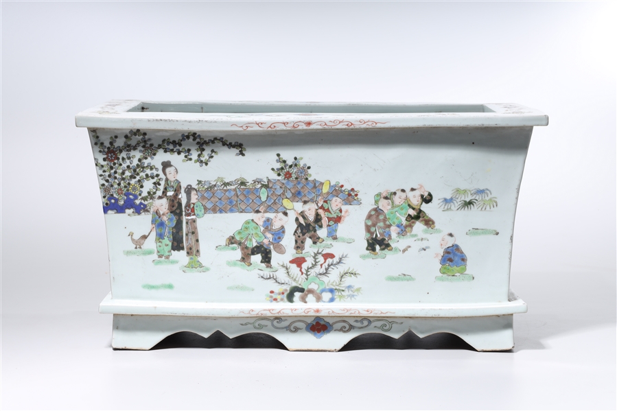 Appraisal: Chinese enameled and painted porcelain planter depicting children at play