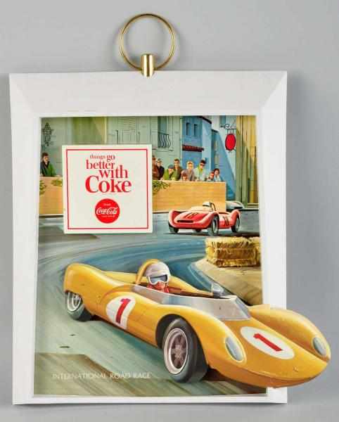 Appraisal: Plastic Cardboard Coca-Cola Race Car Sign s Only light wear