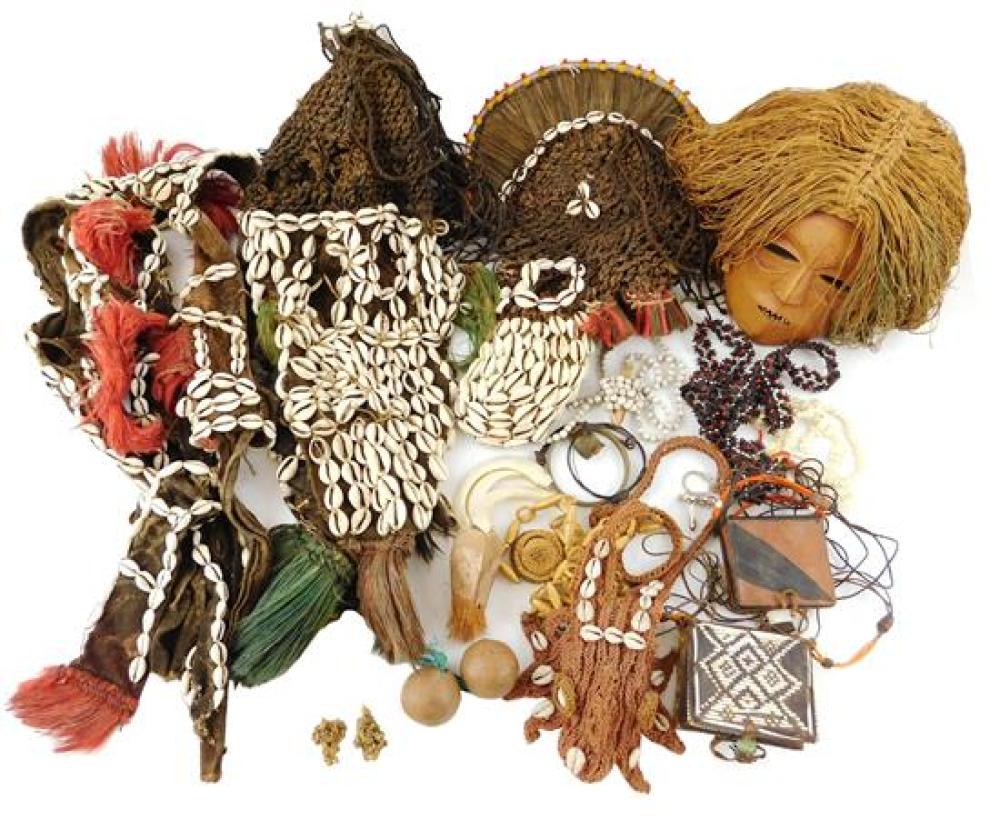 Appraisal: TRIBAL Assortment of beaded shell and other items with Chokwe