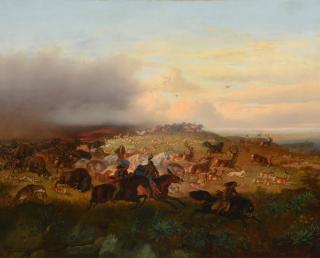 Appraisal: THEODOR FRANZ ZIMMERMANN - Prairie Fire oil on canvas x