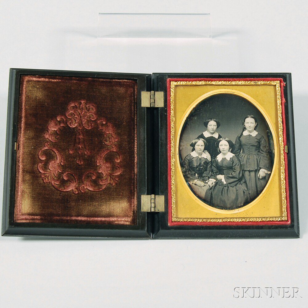 Appraisal: Quarter-plate Daguerreotype Portrait of Four Sisters the subjects identified on