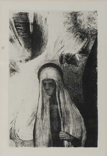 Appraisal: ODILON REDON La Vieille Que crains tu Lithograph on chine-appliqu