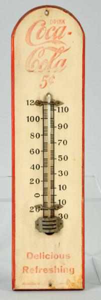 Appraisal: - Wooden Coca-Cola Thermometer Description Fairly clean with only light