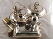 Appraisal: Silver plate including a large silver plated chafing dish on