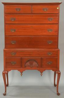 Appraisal: Margolis mahogany Queen Anne style highboy in two parts upper