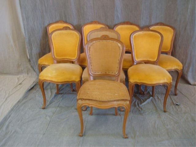 Appraisal: Set of Louis XV Style Dining Chairs Upholstered All side