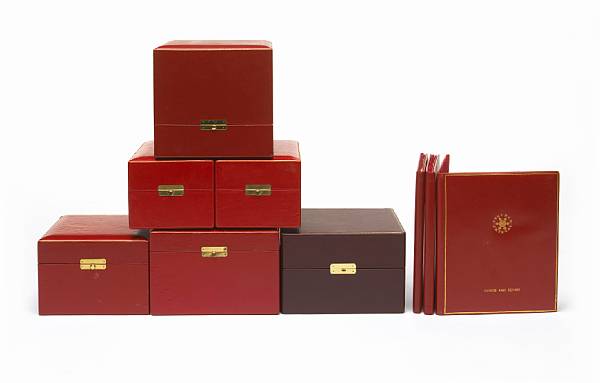 Appraisal: A collection of Steuben six presentation boxes and three folders