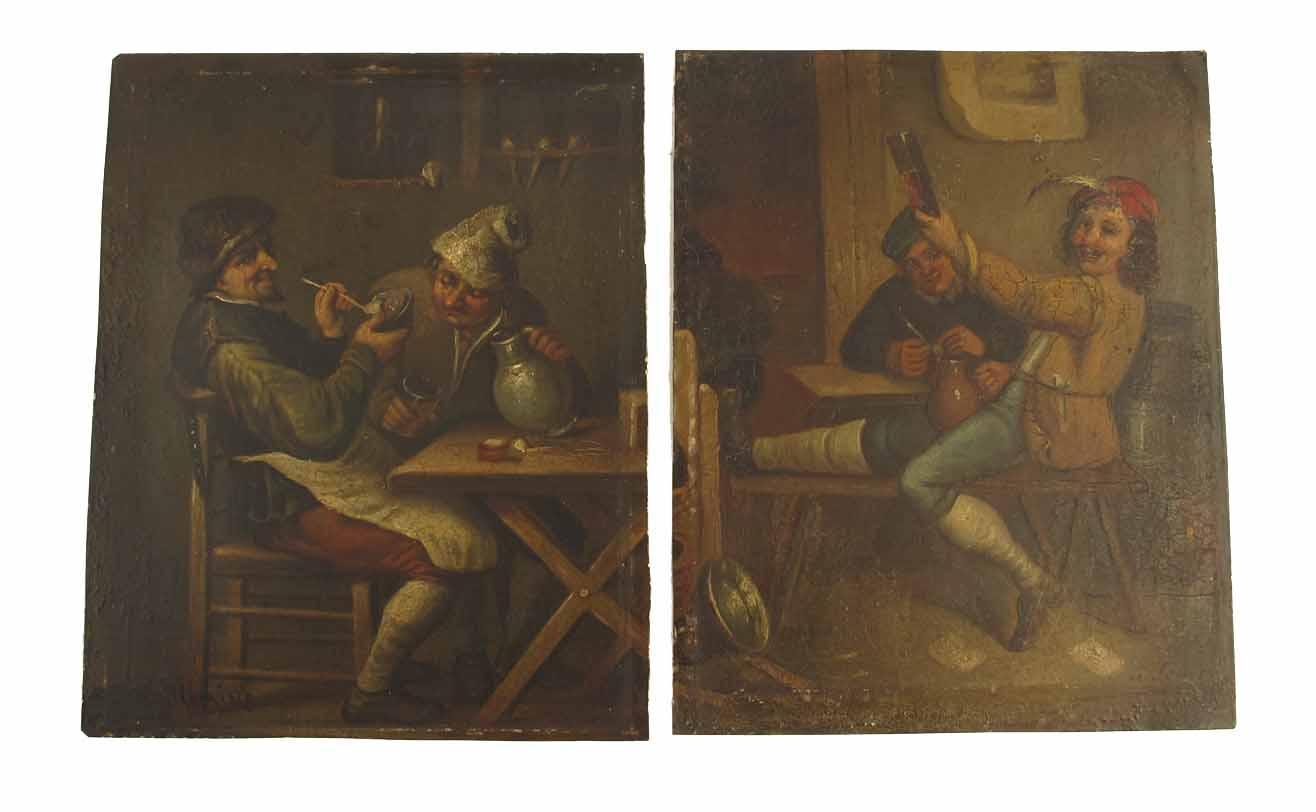 Appraisal: Two Dutch oil on metal paintings