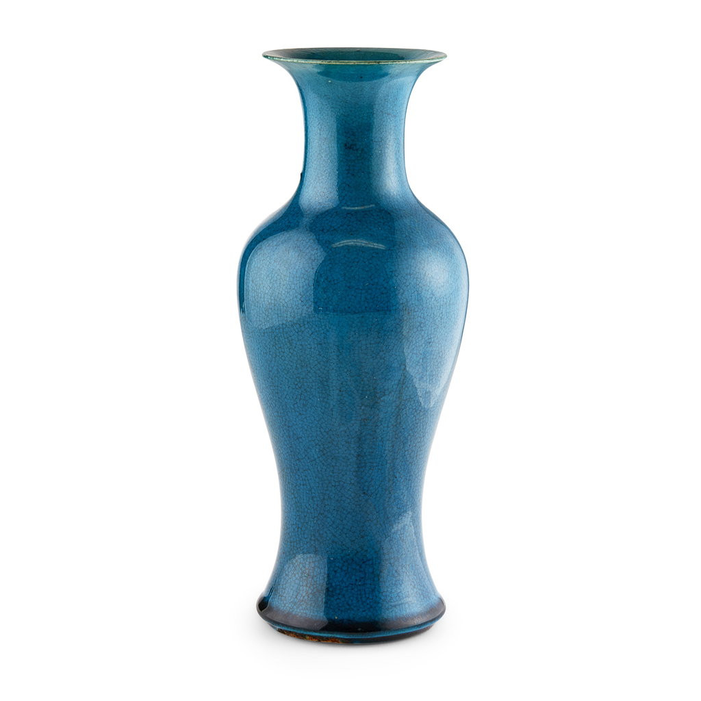 Appraisal: TURQUOISE-GLAZED BALUSTER VASE covered overall apart from the base in