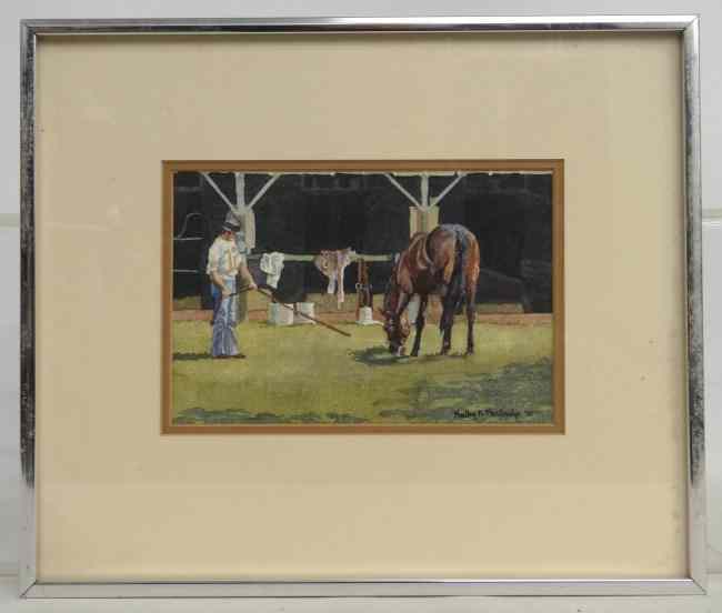 Appraisal: Watercolor horse trainer signed ''Kathy R Partridge'' sight '' x