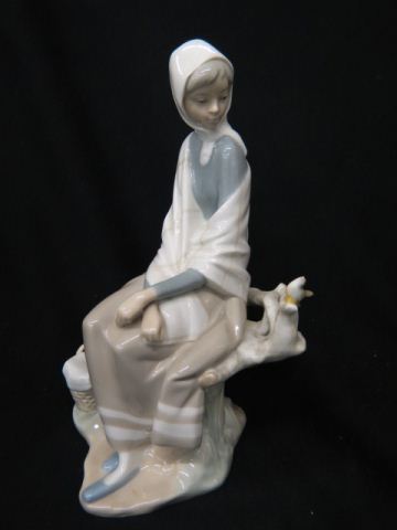 Appraisal: Lladro Porcelain Figurine of Seated Ladywith bird at her side